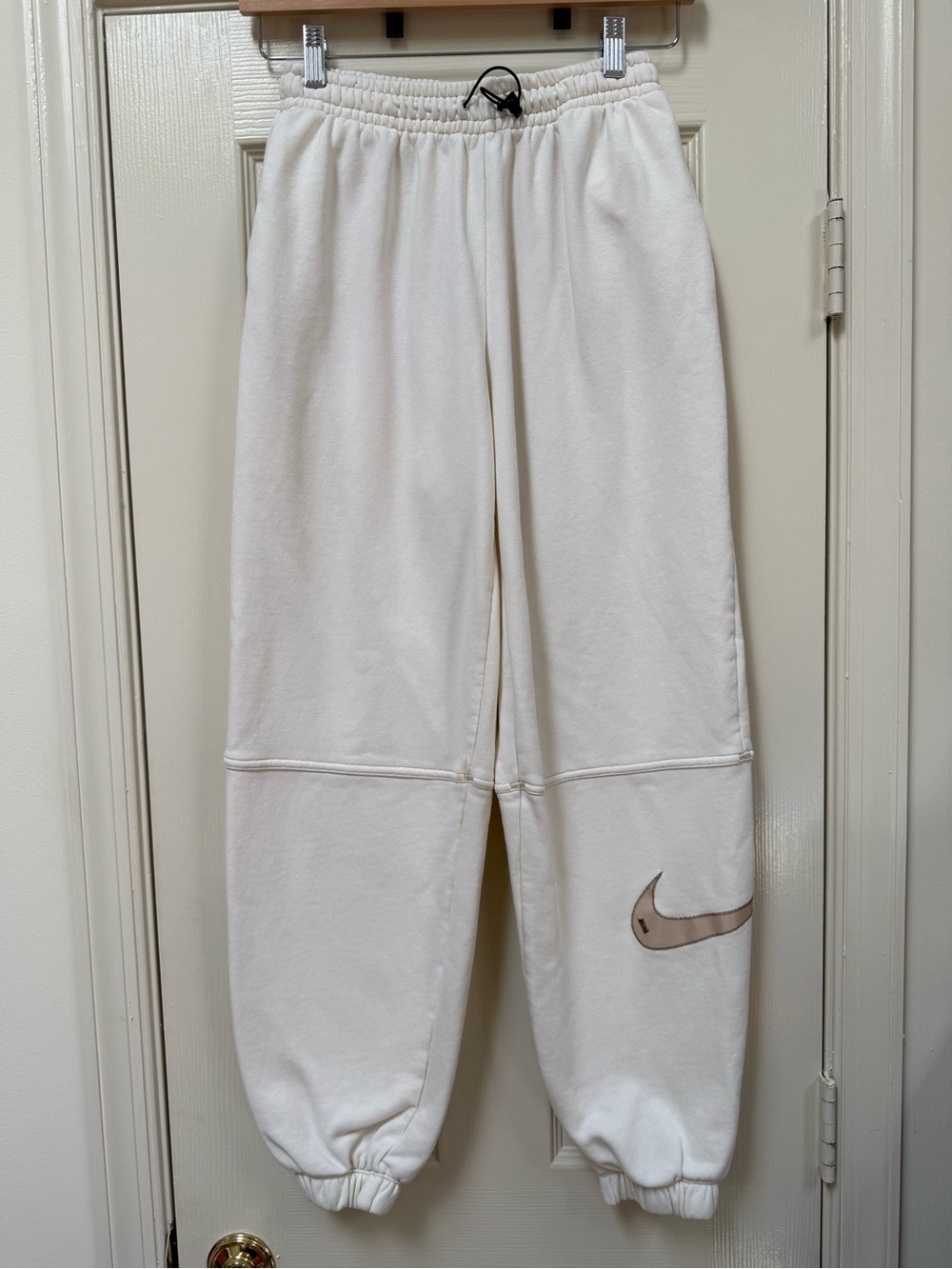 Nike Oversized Cream with Tan Embroidered Swoosh Sweatpants or Joggers Size XS